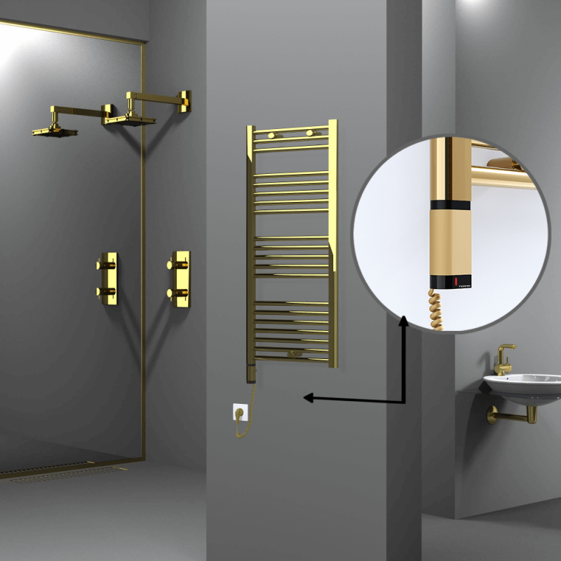 HAITI Elektrikli Havlupan 500x1100 Düz Altın (OneD On/Off ) Sol 300W - 1HAI05001100DK2PE9030