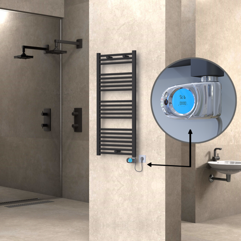 HAITI Elektrikli Havlupan 500x1100 Düz Antrasit (Musa Termostat) 600W - 1HAI05001100DB2TE3060