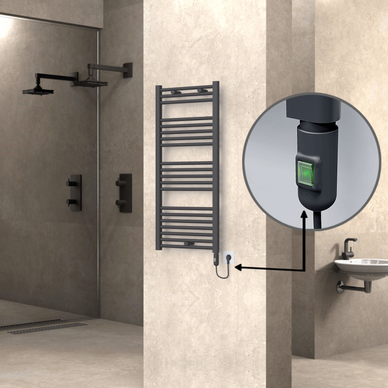 HAITI Elektrikli Havlupan 500x1100 Düz Antrasit (On/Off Düğmeli) 600W - 1HAI05001100DB2TE1060