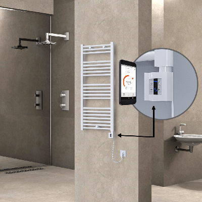  - HAITI Elektrikli Havlupan 500x1100 Düz Beyaz (KTX4 Termostat) 600W Spiral Kablolu