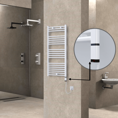 Radiva - HAITI Elektrikli Havlupan 500x1100 Düz Beyaz (OneD On/Off ) Sağ 300W - 500