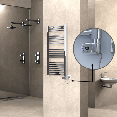 HAITI Elektrikli Havlupan 500x1100 Düz Krom (Thesis Termostat) 300W - Thumbnail 1HAI05001100DK1PE2030