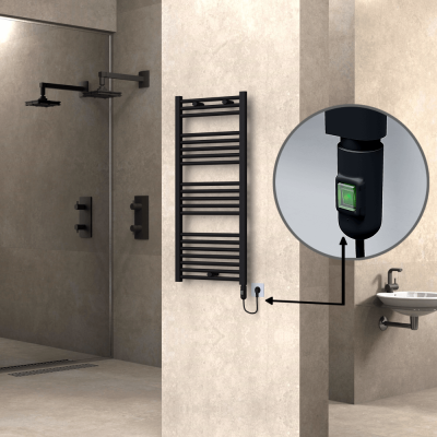 Radiva - HAITI Elektrikli Havlupan 500x1100 Düz Siyah (On/Off Düğmeli) 600W (1)