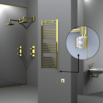 HAITI Elektrikli Havlupan 500x1200 Düz Altın (KTX3 Termostat) 300W Spiral Kablolu - Thumbnail 1HAI05001200DK2PE7030-K