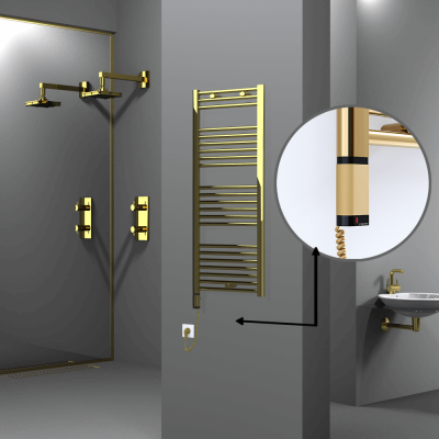 Radiva - HAITI Elektrikli Havlupan 500x1200 Düz Altın (OneD On/Off ) Sol 300W (1)