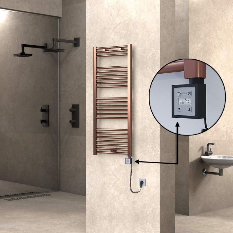 HAITI Elektrikli Havlupan 500x1200 Düz Bakır Eskitme (KTX3 Termostat) 300W Spiral Kablolu - 1HAI05001200DK3PE7030-K