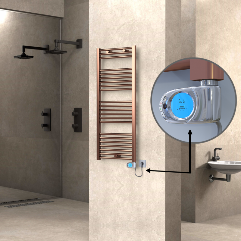 HAITI Elektrikli Havlupan 500x1200 Düz Bakır Eskitme (Musa Termostat) 300W - 1HAI05001200DK3PE3030