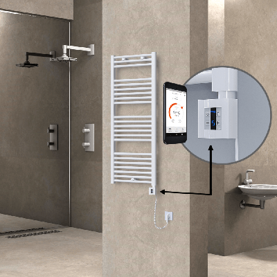  - HAITI Elektrikli Havlupan 500x1200 Düz Beyaz (KTX4 Termostat) 600W Spiral Kablolu (1)