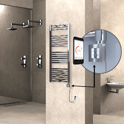  - HAITI Elektrikli Havlupan 500x1200 Düz Krom (KTX4 Termostat) 300W Spiral Kablolu