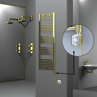 Radiva - HAITI Elektrikli Havlupan 500x1500 Düz Altın (KTX3 Termostat) 600W Spiral Kablolu