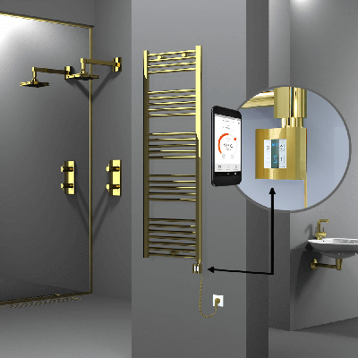 Radiva - HAITI Elektrikli Havlupan 500x1500 Düz Altın (KTX4 Termostat) 600W Spiral Kablolu