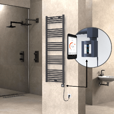 Radiva - HAITI Elektrikli Havlupan 500x1500 Düz Antrasit (KTX4 Termostat) 600W Spiral Kablolu (1)