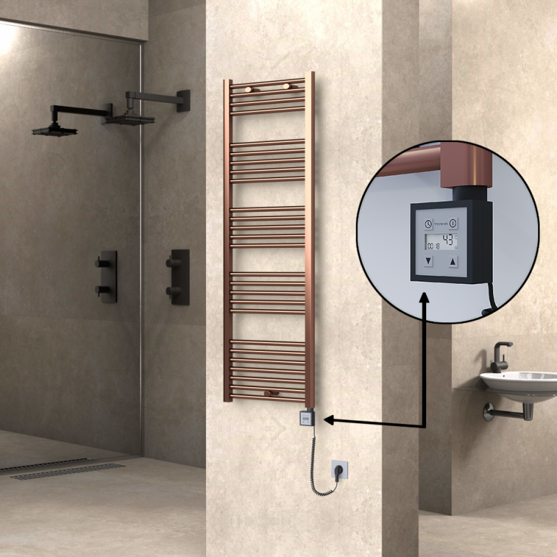 HAITI Elektrikli Havlupan 500x1500 Düz Bakır Eskitme (KTX3 Termostat) 600W Spiral Kablolu - 1HAI05001500DK3PE7060-K