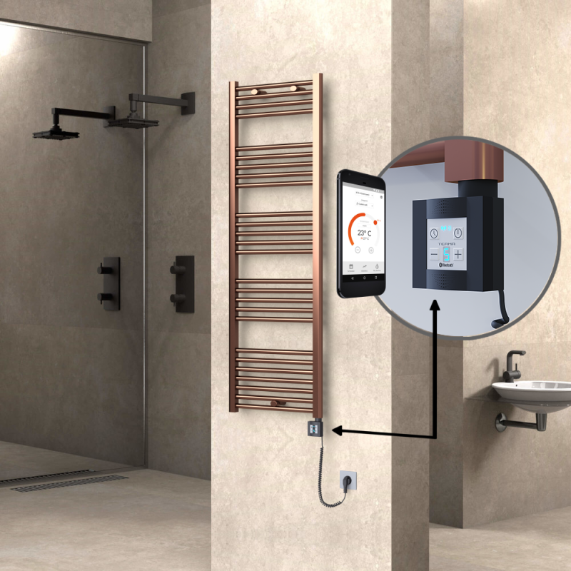 HAITI Elektrikli Havlupan 500x1500 Düz Bakır Eskitme (KTX4 Termostat) 600W Spiral Kablolu - 1HAI05001500DK3PEC060-K