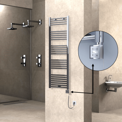 Radiva - HAITI Elektrikli Havlupan 500x1500 Düz Krom (KTX3 Termostat) 600W Spiral Kablolu