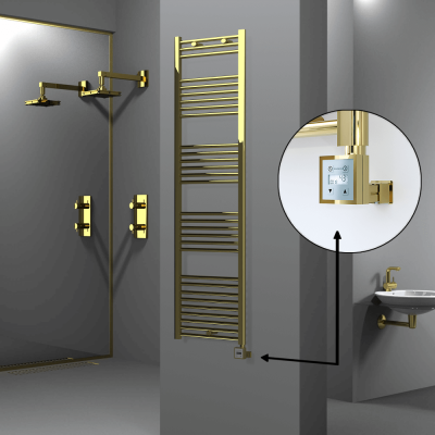 Radiva - HAITI Elektrikli Havlupan 500x1800 Düz Altın (KTX3 Termostat) 600W