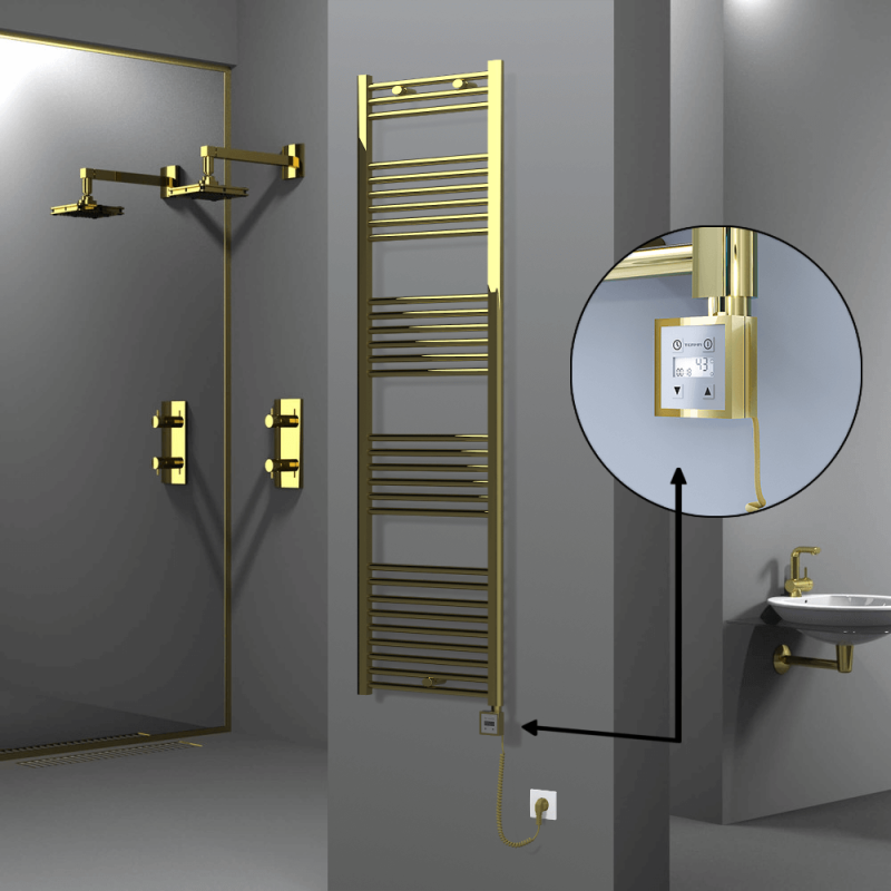 HAITI Elektrikli Havlupan 500x1800 Düz Altın (KTX3 Termostat) 600W Spiral Kablolu - 1HAI05001800DK2PE7060-K