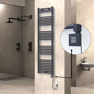 Radiva - HAITI Elektrikli Havlupan 500x1800 Düz Antrasit (KTX1 Termostat) 1000W Spiral Kablolu (1)