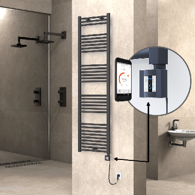 Radiva - HAITI Elektrikli Havlupan 500x1800 Düz Antrasit (KTX4 Termostat) 1000W Spiral Kablolu (1)