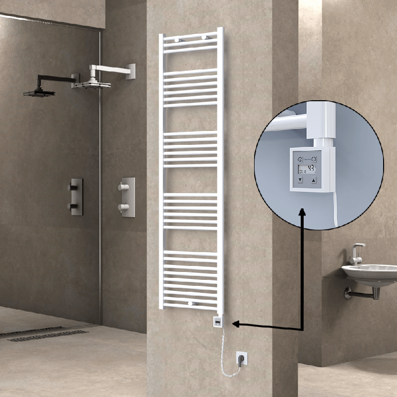 HAITI Elektrikli Havlupan 500x1800 Düz Beyaz (KTX3 Termostat) 1000W Spiral Kablolu - 1HAI05001800DB1PE7100-K