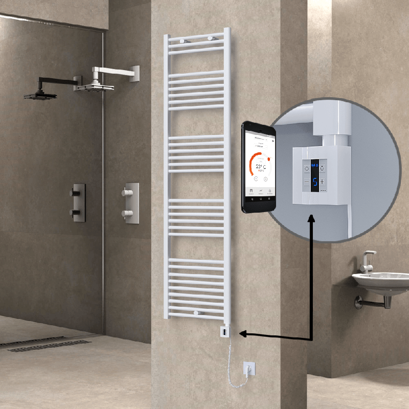 HAITI Elektrikli Havlupan 500x1800 Düz Beyaz (KTX4 Termostat) 1000W Spiral Kablolu - 1HAI05001800DB1PEC100-K