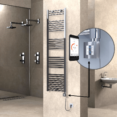  - HAITI Elektrikli Havlupan 500x1800 Düz Krom (KTX4 Termostat) 600W Spiral Kablolu (1)