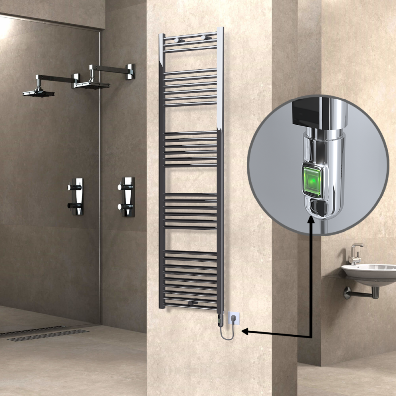 HAITI Elektrikli Havlupan 500x1800 Düz Krom (On/Off Düğmeli) 600W - 1HAI05001800DK1PE1060