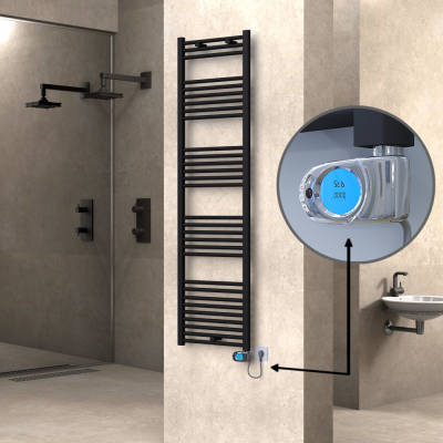 Radiva - HAITI Elektrikli Havlupan 500x1800 Düz Siyah (Musa Termostat) 900W