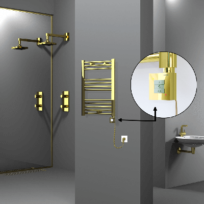 Radiva - HAITI Elektrikli Havlupan 500x700 Düz Altın (KTX1 Termostat) 200W Spiral Kablolu