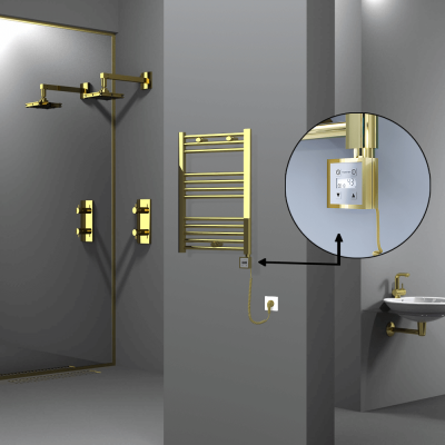 Radiva - HAITI Elektrikli Havlupan 500x700 Düz Altın (KTX3 Termostat) 200W Spiral Kablolu (1)