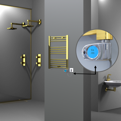 Radiva - HAITI Elektrikli Havlupan 500x700 Düz Altın (Musa Termostat) 200W