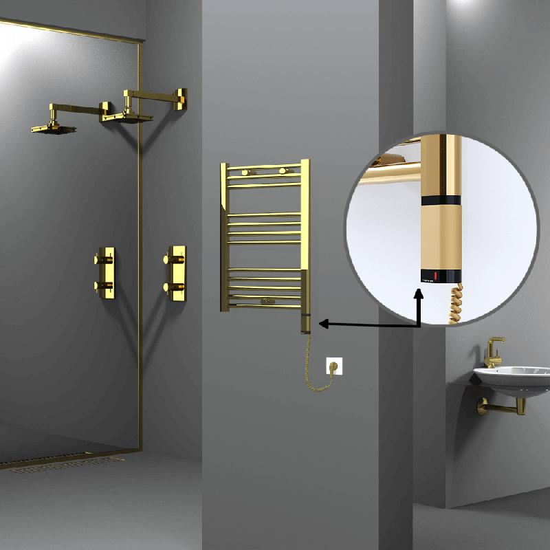 HAITI Elektrikli Havlupan 500x700 Düz Altın (OneD On/Off ) Sağ 200W - 1HAI05000700DK2PE8020