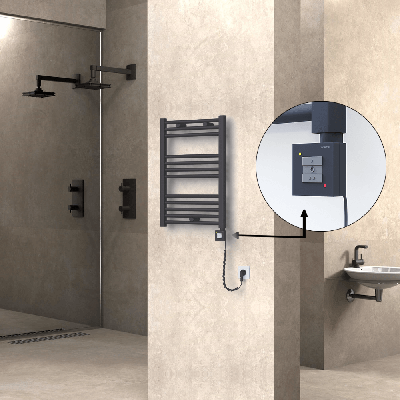 Radiva - HAITI Elektrikli Havlupan 500x700 Düz Antrasit (KTX1 Termostat) 300W Spiral Kablolu (1)