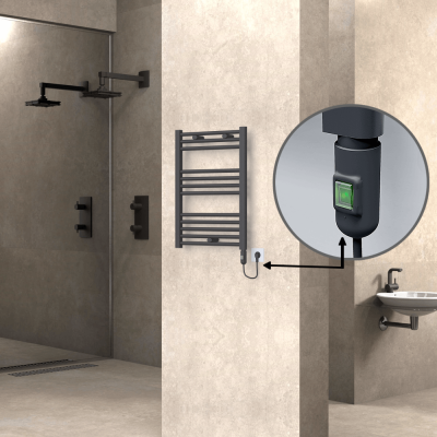 Radiva - HAITI Elektrikli Havlupan 500x700 Düz Antrasit (On/Off Düğmeli) 300W