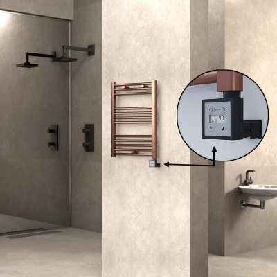  - HAITI Elektrikli Havlupan 500x700 Düz Bakır Eskitme (KTX3 Termostat) 200W