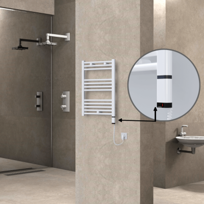 Radiva - HAITI Elektrikli Havlupan 500x700 Düz Beyaz (OneD On/Off ) Sağ 300W