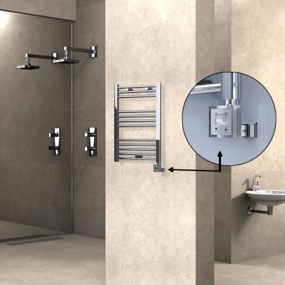  - HAITI Elektrikli Havlupan 500x700 Düz Krom (KTX3 Termostat) 200W