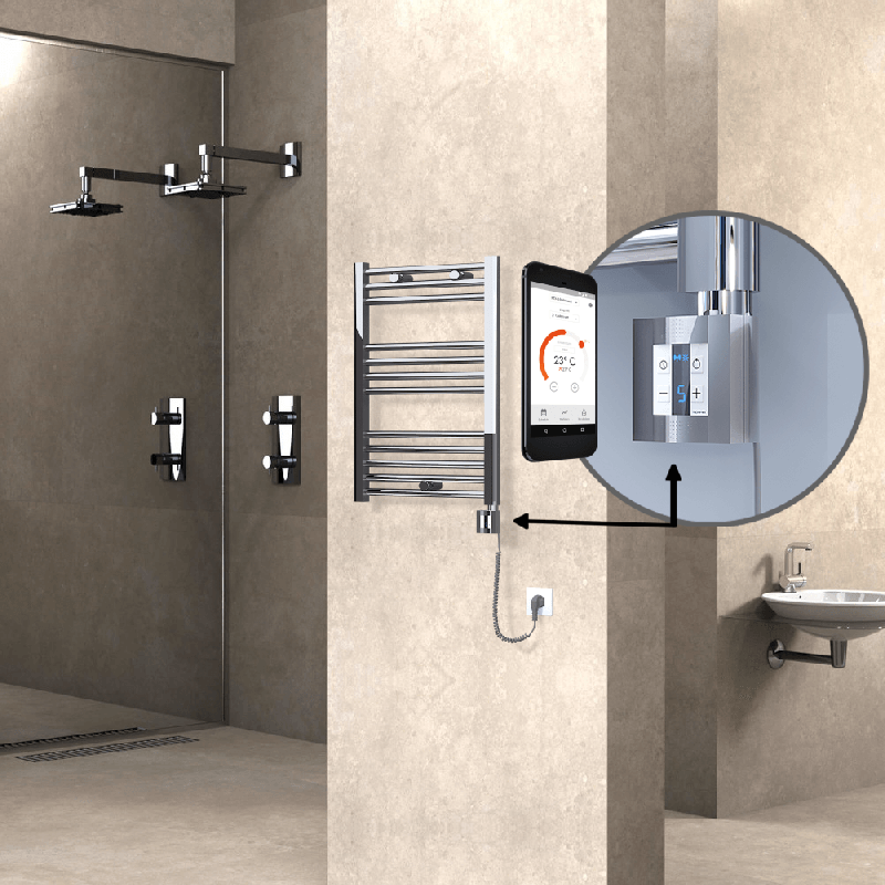 HAITI Elektrikli Havlupan 500x700 Düz Krom (KTX4 Termostat) 200W Spiral Kablolu - 1HAI05000700DK1PEC020-K