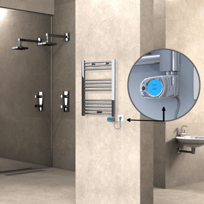 HAITI Elektrikli Havlupan 500x700 Düz Krom (Musa Termostat) 200W - Thumbnail 1HAI05000700DK1PE3020