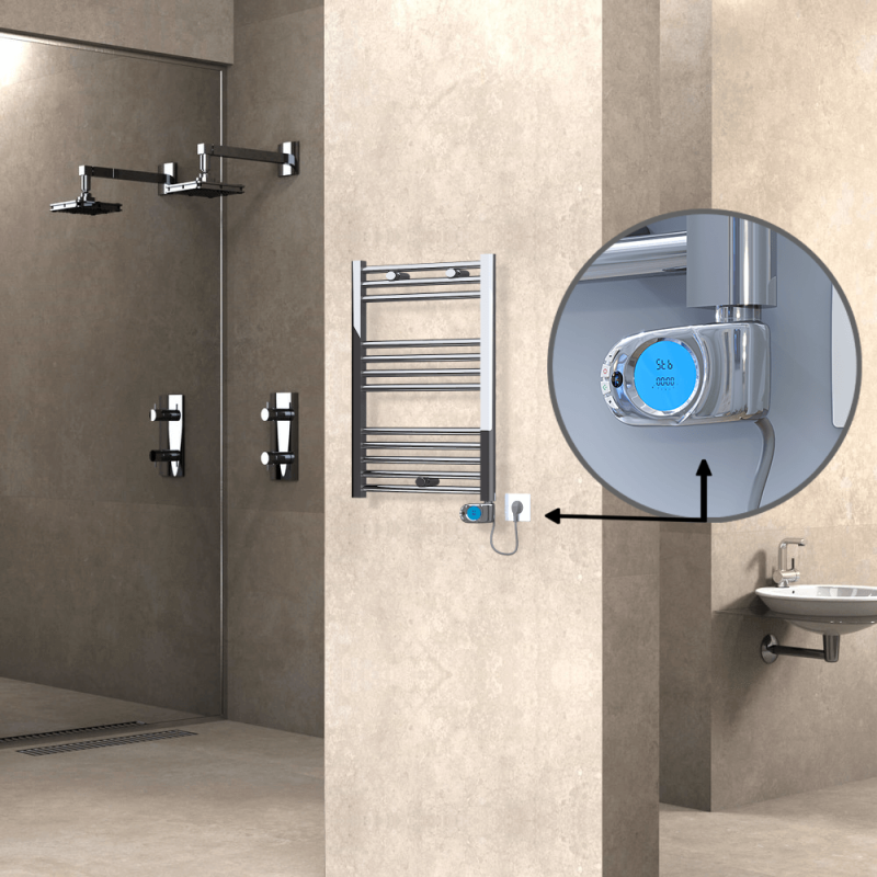 HAITI Elektrikli Havlupan 500x700 Düz Krom (Musa Termostat) 200W - 1HAI05000700DK1PE3020