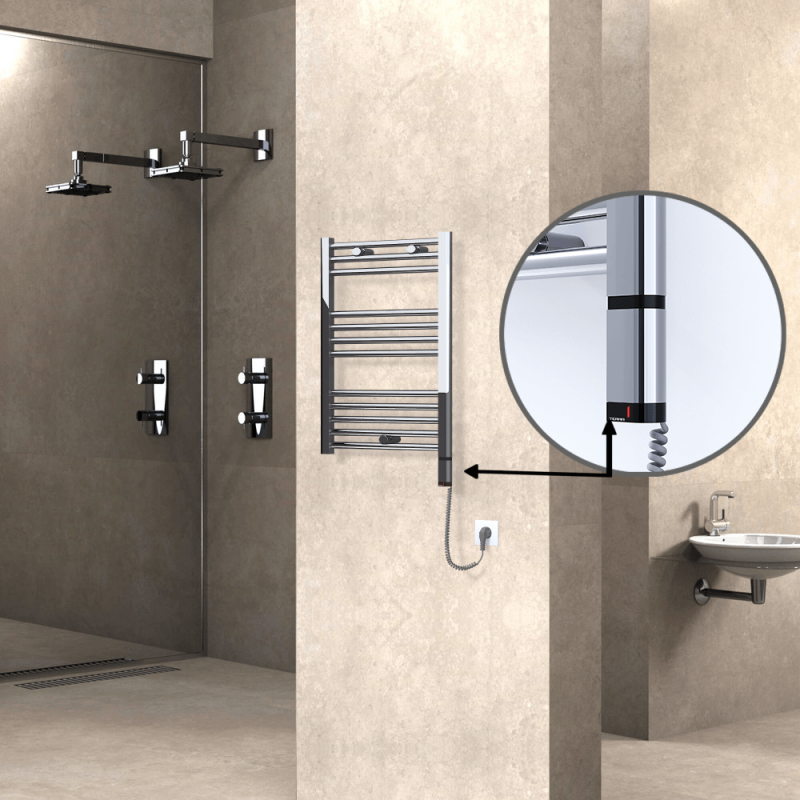 HAITI Elektrikli Havlupan 500x700 Düz Krom (OneD On/Off ) Sağ 200W - 1HAI05000700DK1PE8020