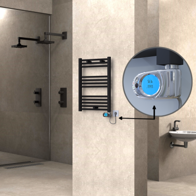 Radiva - HAITI Elektrikli Havlupan 500x700 Düz Siyah (Musa Termostat) 300W (1)