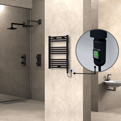 Radiva - HAITI Elektrikli Havlupan 500x700 Düz Siyah (On/Off Düğmeli) 300W (1)