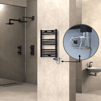 Radiva - HAITI Elektrikli Havlupan 500x700 Düz Siyah (Thesis Termostat) 300W