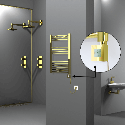 Radiva - HAITI Elektrikli Havlupan 500x800 Düz Altın (KTX1 Termostat) 200W Spiral Kablolu