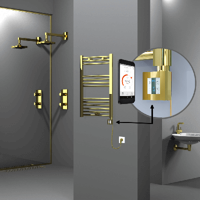 Radiva - HAITI Elektrikli Havlupan 500x800 Düz Altın (KTX4 Termostat) 200W Spiral Kablolu