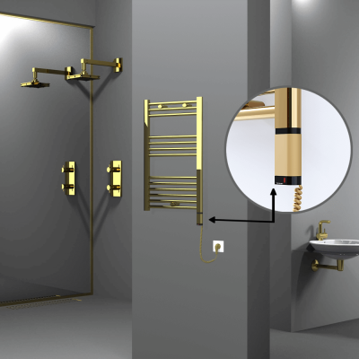 Radiva - HAITI Elektrikli Havlupan 500x800 Düz Altın (OneD On/Off ) Sağ 200W (1)