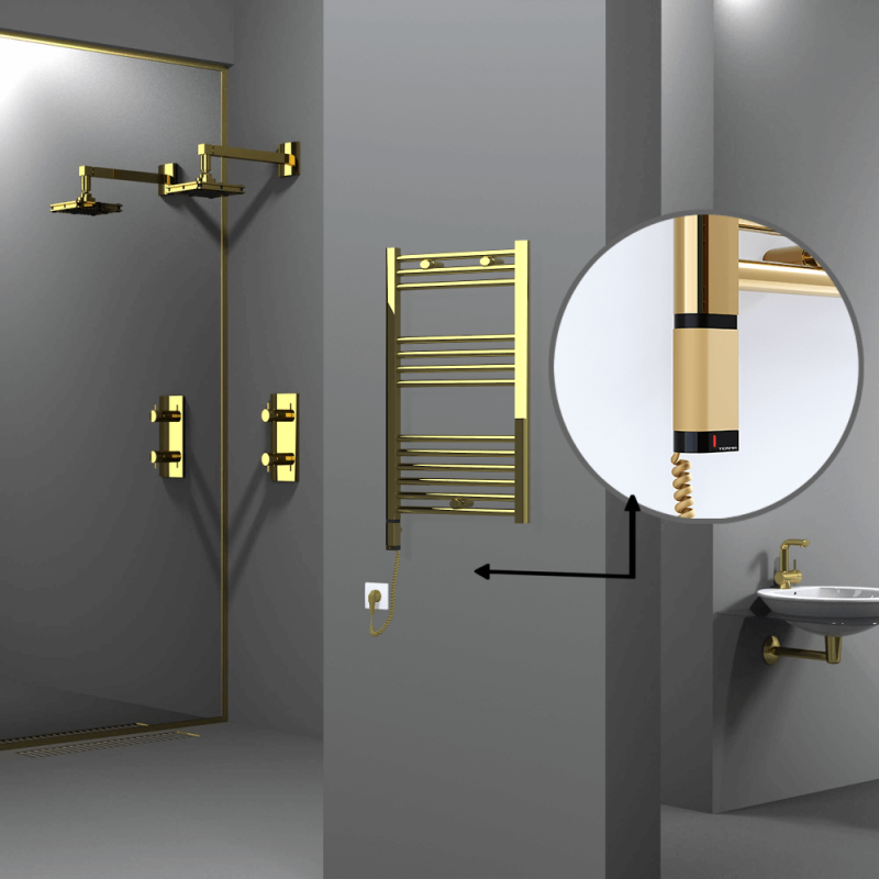 HAITI Elektrikli Havlupan 500x800 Düz Altın (OneD On/Off ) Sol 200W - 1HAI05000800DK2PE9020