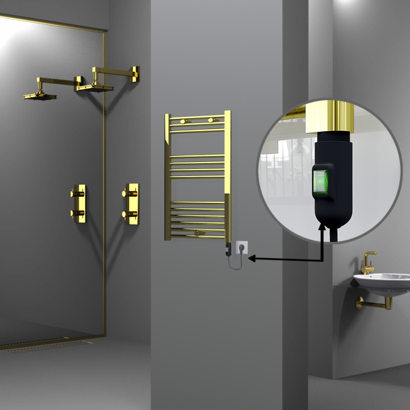 HAITI Elektrikli Havlupan 500x800 Düz Altın (On/Off Düğmeli) 200W - 1HAI05000800DK2PE1020