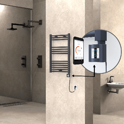 Radiva - HAITI Elektrikli Havlupan 500x800 Düz Antrasit (KTX4 Termostat) 300W Spiral Kablolu (1)